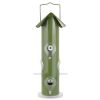 Outdoor Patio Garden 6-Perch Olive Green Metal Tube Bird Feeder