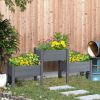 3 Grey Wood Elevated Planter Set Vegetable Herb Flowers Raised Garden Beds