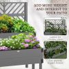 2 Tier Self Draining Grey Wood Raised Garden Bed Planter Box with Trellis