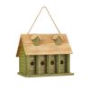 Green Wood Garden Bird House with 1 Compartment and 4 Holes