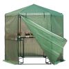 Outdoor Hexagon Greenhouse 6.5x7 Ft With Steel Frame PE Cover & Shelves