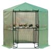 Outdoor Hexagon Greenhouse 6.5x7 Ft With Steel Frame PE Cover & Shelves