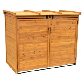 Outdoor 65 x 38 inch Wood Storage Shed for Trash Garbage Recycle Bins