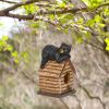 Brown Wood Finish Bear Figurine Outdoor Polyresin Birdhouse