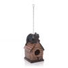 Brown Wood Finish Bear Figurine Outdoor Polyresin Birdhouse