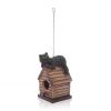 Brown Wood Finish Bear Figurine Outdoor Polyresin Birdhouse