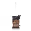 Brown Wood Finish Bear Figurine Outdoor Polyresin Birdhouse