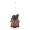 Brown Wood Finish Bear Figurine Outdoor Polyresin Birdhouse