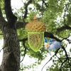 Outdoor Metal Mesh Bird Feeder with Metal Acorn Roof