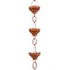 Pure Copper 8.5-Ft Rain Chain with 13 Hammered Funnel Shape Cups