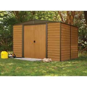 10 x 12-ft Outdoor Steel Storage Shed With Wood Grain Panels