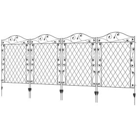 4 Pack Steel Foldable Fence Floral Trellis Panel Animal Barrier