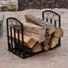 Black Metal Indoor Outdoor 2-Ft Firewood Holder Log Rack