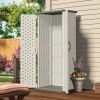 Outdoor Heavy Duty 22 Cubic Ft Vertical Garden Storage Shed in Taupe Grey