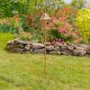 Copper Finish Metal Garden Birdhouse with Stake and Pole