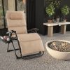 Tan Zero Gravity Adjustable Lounge Chair Removable Cushion Cup Holder Tray