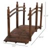 7.5 Ft Wooden Garden Bridge with Hand Rails in Carbonized Wood Finish