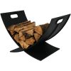 Black Indoor/Outdoor 30 inch Steel Powder Coated Firewood Log Storage Rack