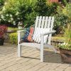 Indoor/Outdoor Acacia Wood Adirondack Lounge Armchair - White