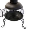 Black Steel Chimenea Wood Burning Fire Pit