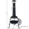 Black Steel Chimenea Wood Burning Fire Pit