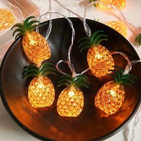 1pc; Pineapple String Lights; Battery Operated; 10 Fun Patio Lights; Party Bedroom Home Birthday Indoor Decor; Outdoor Hawaiian Tropical Tiki Gifts De