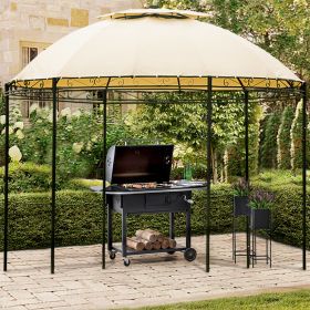 Outdoor Gazebo Steel Fabric Round Soft Top Gazebo;  Outdoor Patio Dome Gazebo with Removable Curtains