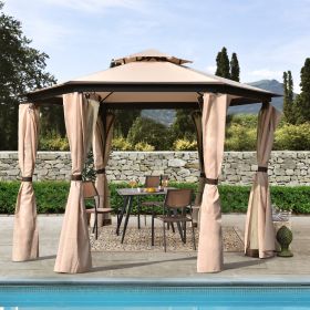 11.8 Ft. W x 11.8 Ft. D Patio Outdoor Gazebo;  Double Roof Soft Canopy Garden Backyard Gazebo with Mosquito Netting Suitable for Lawn;  Garden;  Backy