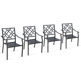 Patio Dining Chairs Set of 4 Outdoor Furniture Chair Set with Steel Frame and Armrest