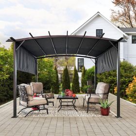 12 x 9 Ft Outdoor Pergola Patio Gazebo; Retractable Shade Canopy; Steel Frame Grape Gazebo; Sun shelter Pergola for Gardens; Terraces; Backyard