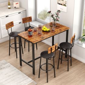 Bar Table Set with 4 Bar stools PU Soft seat with backrest