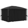 Gazebo with Curtains 157.5"x118.1"x104.3" Anthracite