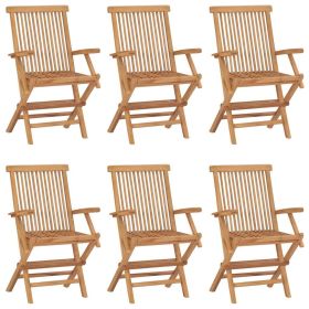 Folding Patio Chairs 6 pcs Solid Teak Wood