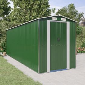 Garden Shed Green 75.6"x238.6"x87.8" Galvanized Steel