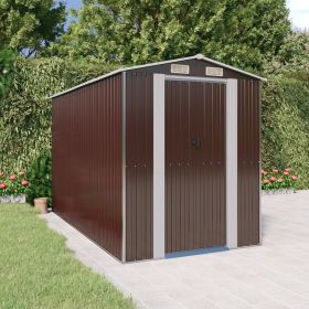 Garden Shed Dark Brown 75.6"x140.6"x87.8" Galvanized Steel