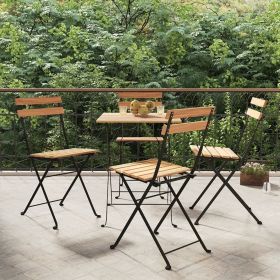 Folding Bistro Chairs 4 pcs Solid Wood Teak and Steel