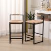 Set of 2 Water Hyacinth Woven Bar Stools with Back Support Counter Height Dining Chairs for Kitchen, Home, Office (Water Hyacinth with Back)