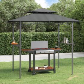 BBQ Gazebo with Side Shelves Anthracite 94.5"x59.1"x95.7" Steel