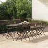 Folding Bistro Chairs 8 pcs Brown Poly Rattan and Steel