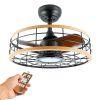 InfiniPower 16'' ceiling fans with lights and remote, Caged Ceiling Fan with Reversible Motor for Different Seasons, Quiet and Energy Saving