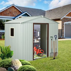 RY-SDYX56-WW 6ft x 5ft Outdoor Metal Storage Shed With window White