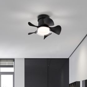 21'' low noise matte black abs blade remote ceiling fan with led light for Kitchen Bedroom Dining room Toilet Patio (Matt Black)