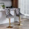 A&A Furniture,Thick Golden Swivel Velvet Barstools Adjusatble Seat Height from 25-33 Inch