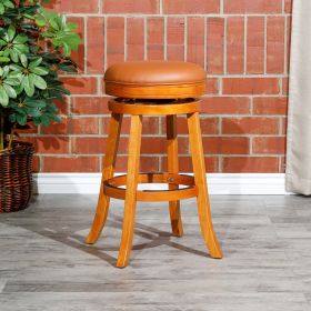 30" Bar Stool, Natural Finish, Saddle Leather Seat