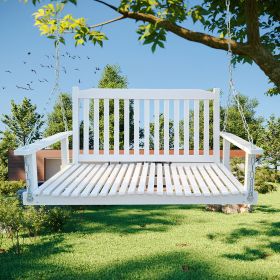 Front Porch Swing with Armrests; Wood Bench Swing with Hanging Chains; for Outdoor Patio ; Garden Yard; porch; backyard; or sunroom; Easy to Assemble;