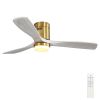 52 Inch Decorative LED Ceiling Fan With Dimmable LED Light 6 Speed Remote 3 Solid Wood Blades Reversible DC Motor For Living Room