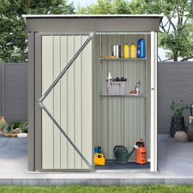 TOPMAX Patio 5ft Wx3ft. L Garden Shed; Metal Lean-to Storage Shed with Adjustable Shelf and Lockable Door; Tool Cabinet for Backyard; Lawn; Garden; Gr