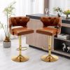 Bar Stools With Back and Footrest Counter Height Dining Chairs -Leather Brown-2PCS/SET