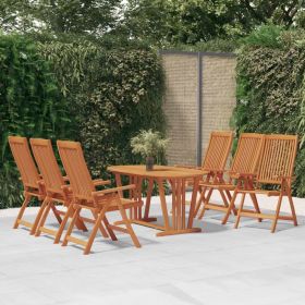 7 Piece Patio Dining Set Solid Wood Eucalyptus