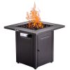 28in Propane Fire Pits Table, 50000 BTU Gas Square Outdoor Dinning Firepit Fireplace Dinning Tables with Lid, Lava Stone, ETL Certification